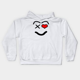Funny love face - heart - red and black. Kids Hoodie